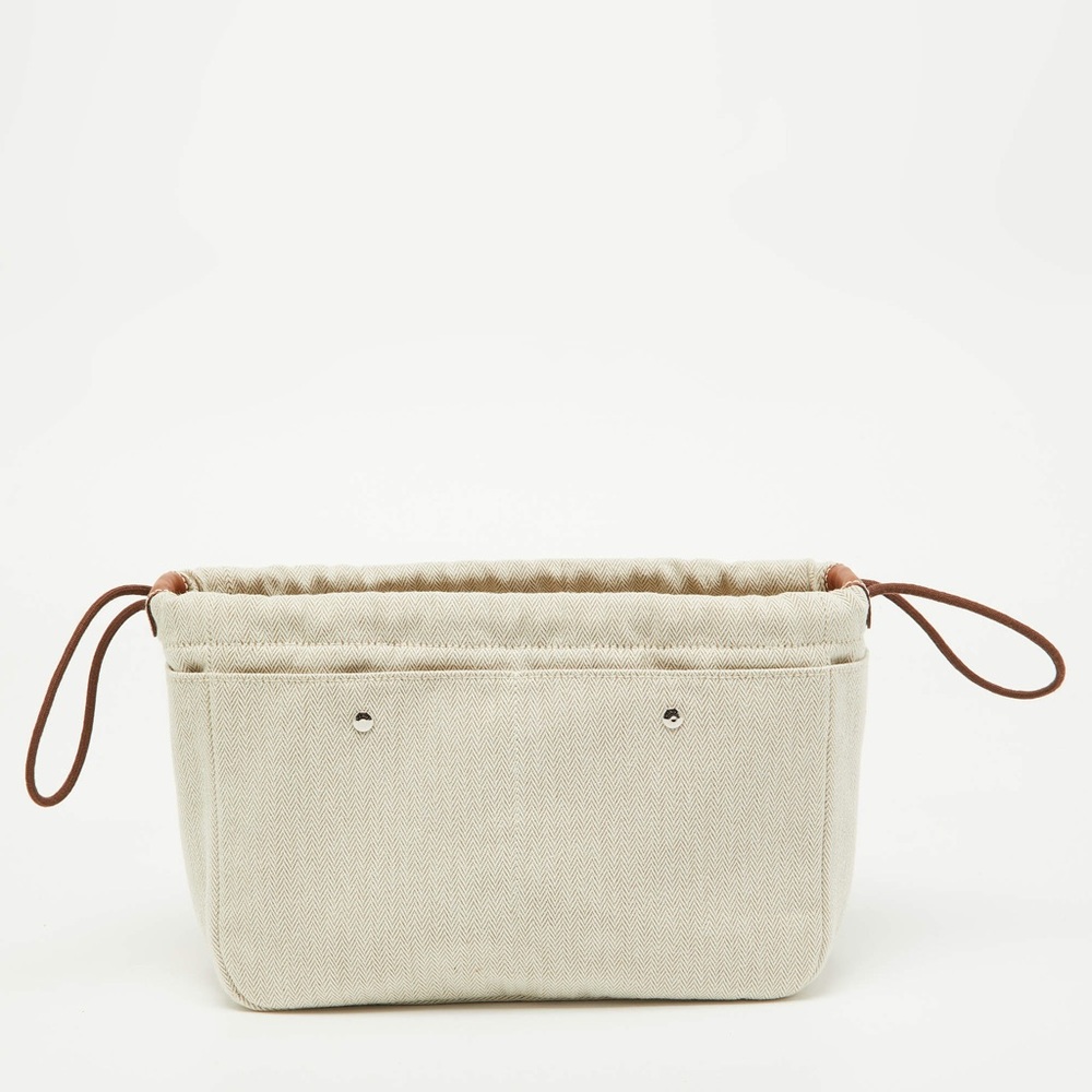 Canvas and leather pouch/Handbag insert organizer